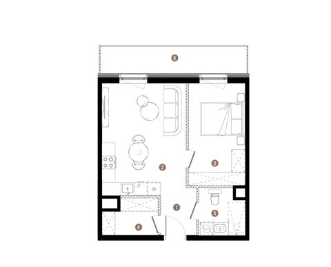 Plan 2 pok. 43m²