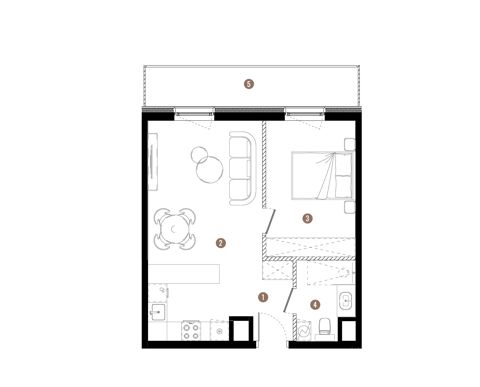 Plan 2 pok. 43m²