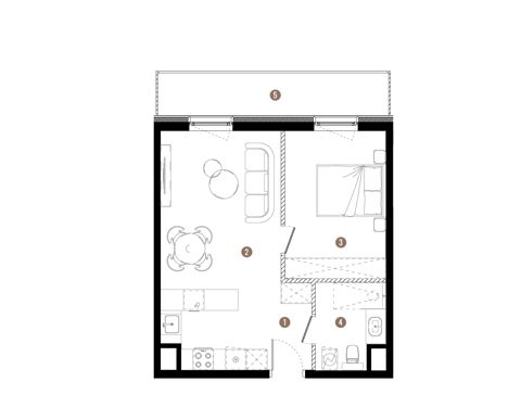 Plan 2 pok. 43m²