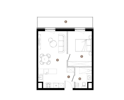 Plan 2 pok. 43m²