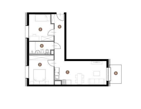 Plan 3 pok. 57m²