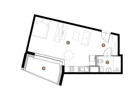 Plan 1 pok. 37m²