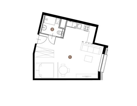 Plan 1 pok. 37m²