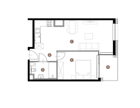 Plan 2 pok. 44m²