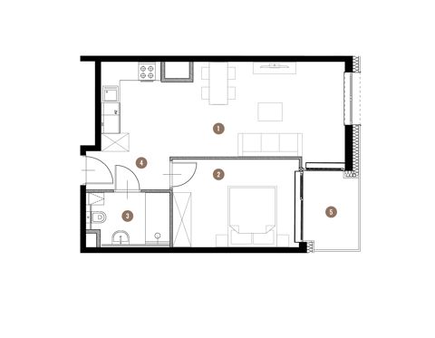 Plan 2 pok. 44m²