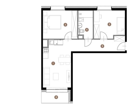 Plan 3 pok. 54m²