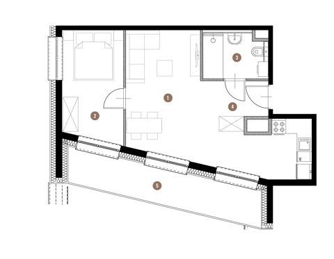 Plan 2 pok. 43m²