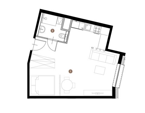 Plan 1 pok. 37m²