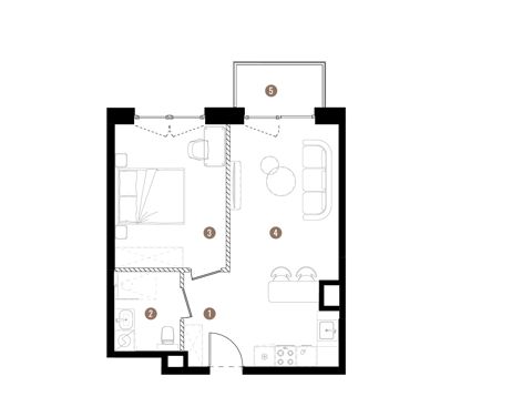 Plan 2 pok. 42m²