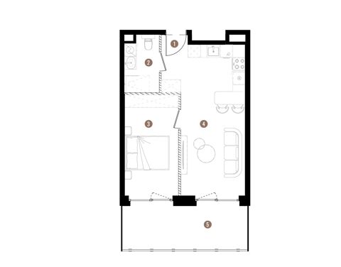 Plan 1 pok. 40m²