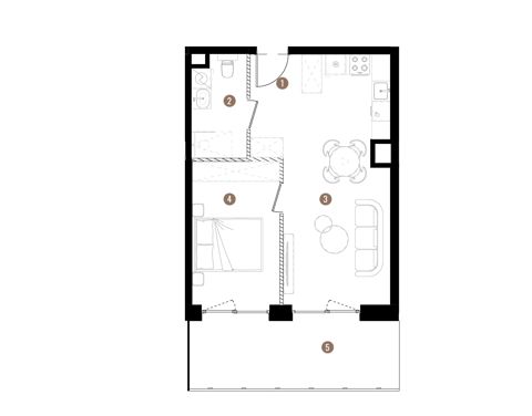 Plan 2 pok. 43m²