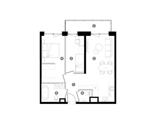 Plan 3 pok. 58m²