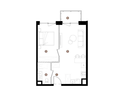Plan 2 pok. 43m²