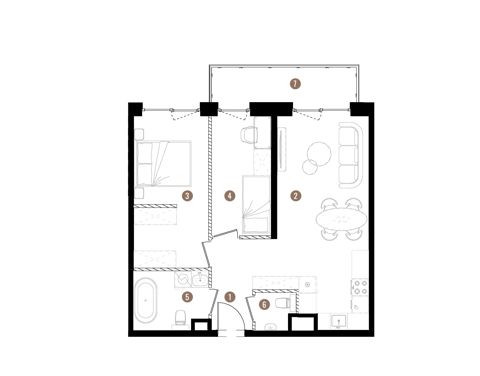 Plan 3 pok. 58m²