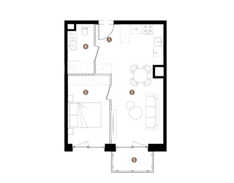 Plan 2 pok. 43m²