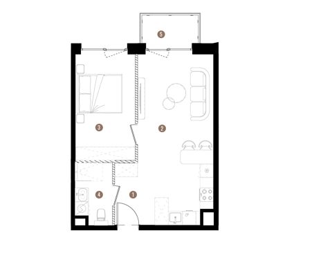 Plan 2 pok. 43m²