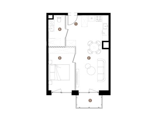 Plan 2 pok. 43m²