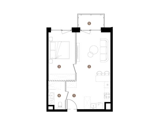 Plan 2 pok. 43m²
