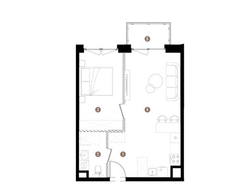 Plan 2 pok. 43m²