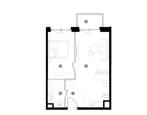 Plan 2 pok. 43m²