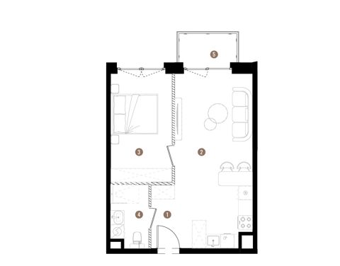 Plan 2 pok. 43m²