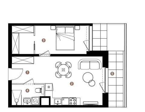 Plan 2 pok. 42m²