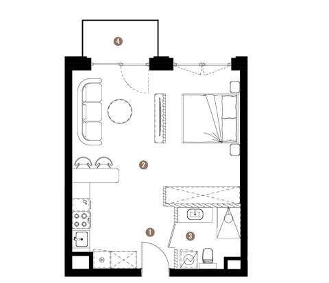 Plan 1 pok. 38m²