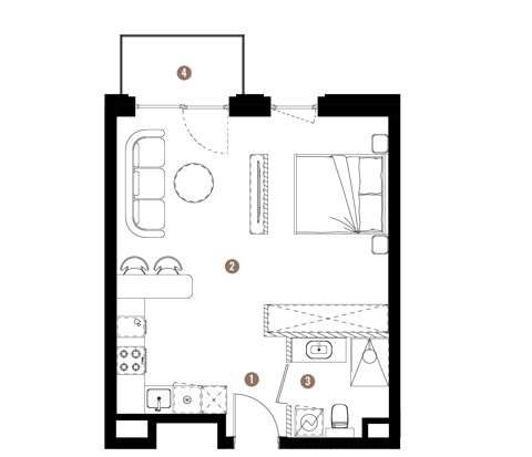 Plan 1 pok. 38m²