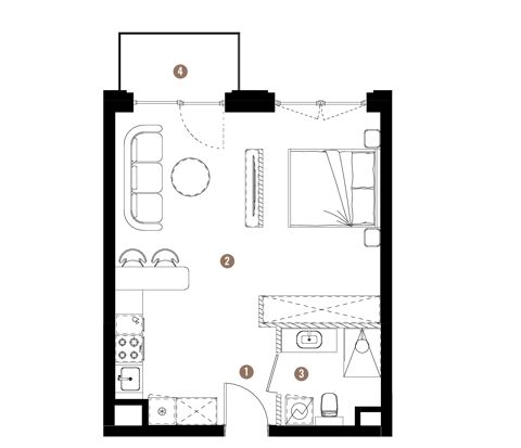 Plan 1 pok. 38m²