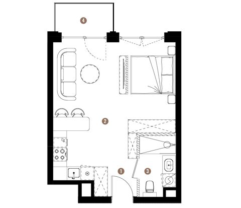 Plan 1 pok. 35m²