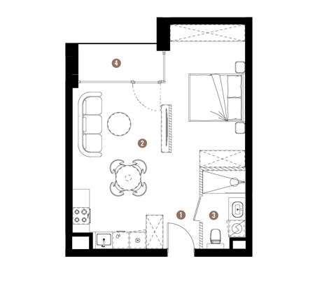 Plan 1 pok. 40m²