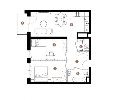 Plan 3 pok. 64m²