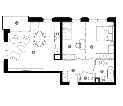 Plan 3 pok. 67m²