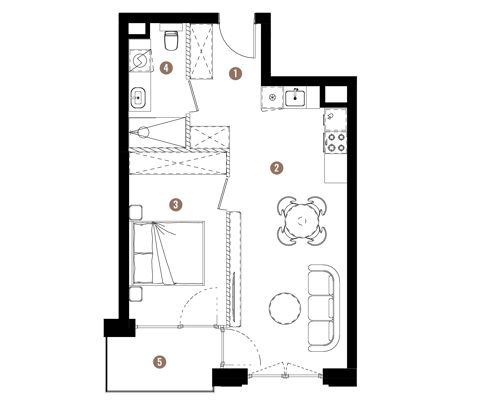 Plan 2 pok. 44m²