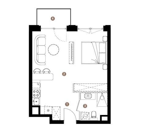 Plan 1 pok. 38m²