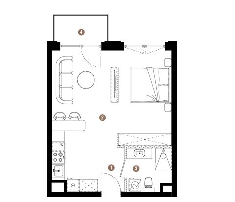 Plan 1 pok. 38m²