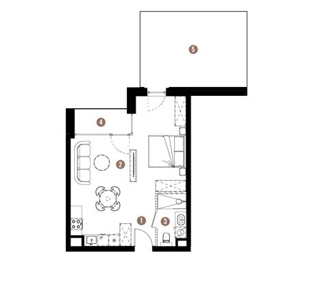 Plan 1 pok. 40m²