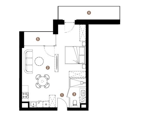Plan 1 pok. 40m²