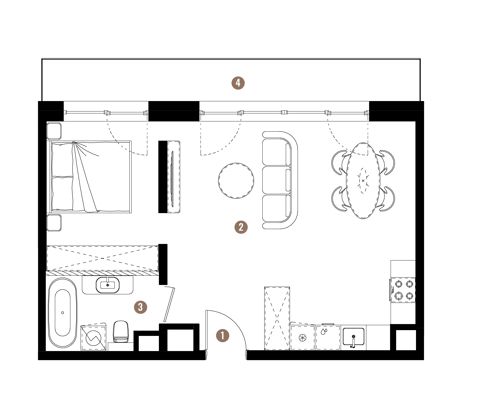 Plan 1 pok. 45m²