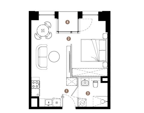 Plan 1 pok. 34m²