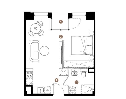 Plan 1 pok. 36m²