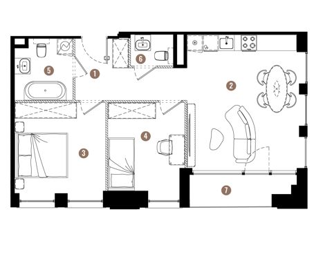 Plan 3 pok. 57m²