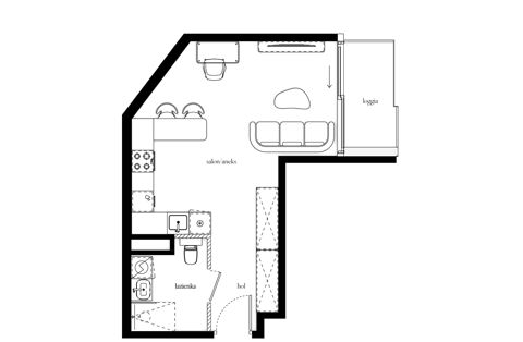 Plan 1 pok. 34m²