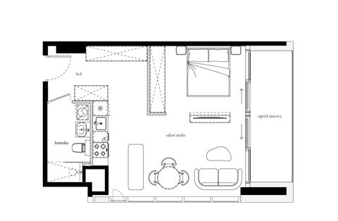 Plan 1 pok. 43m²