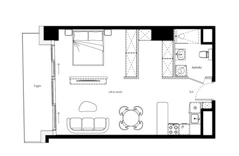 Plan 1 pok. 47m²
