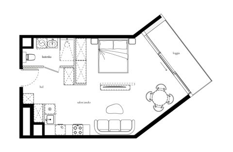 Plan 1 pok. 43m²