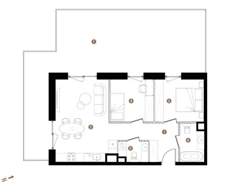 Plan 3 pok. 58m²