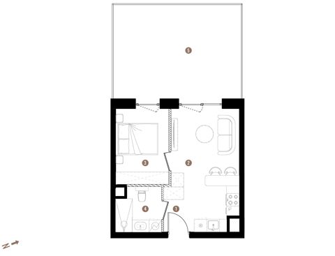 Plan 2 pok. 32m²