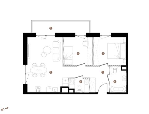 Plan 3 pok. 59m²