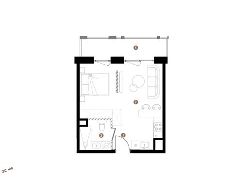 Plan 1 pok. 32m²